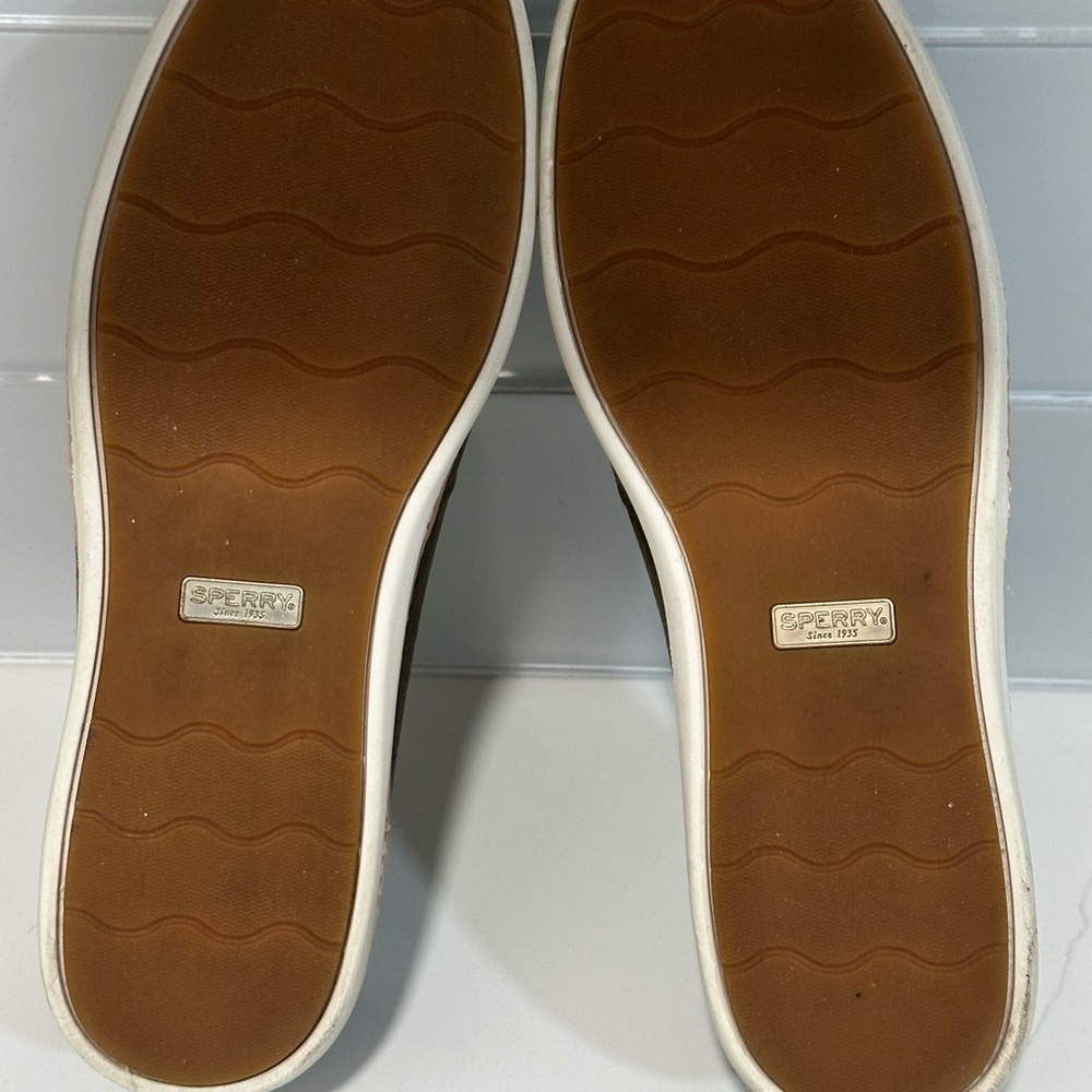 Sperry Top-Sider Gold Cup Rey Sneaker Dark Olive Leather Women's Size 8.5M Shoes - Picture 9 of 13
